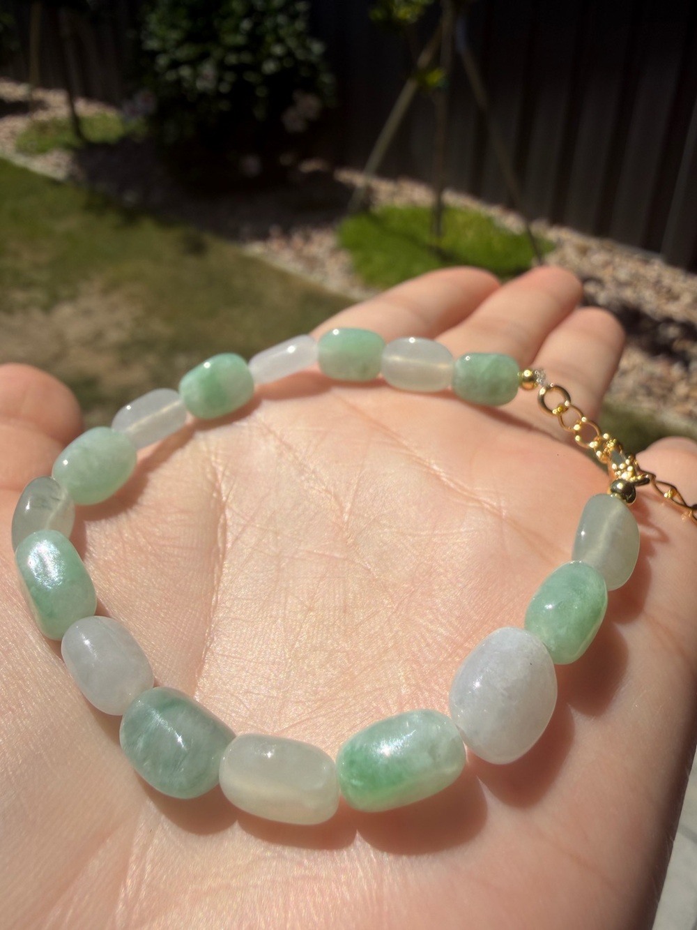 Natural Burmese Type A Jade DIY Bracelet – Icy Green & White Freeform Bead